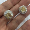 8ctw Cushion Cut Yellow Sapphire Paved Halo Stud Earrings