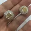 8ctw Cushion Cut Yellow Sapphire Paved Halo Stud Earrings