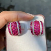 18.95ct Italian Style Oval Cut Ruby Sapphire Stud Earrings