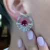 18.75ct Cushion Cut Ruby Sapphire Hoop Earrings