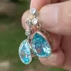 20ctw Pear Cut Aquamarine Vintage Drop Earrings