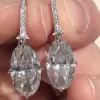 10.05ct Oval Cut White Sapphire Drop Earrings