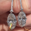10.05ct Oval Cut White Sapphire Drop Earrings
