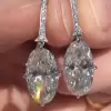 10.05ct Oval Cut White Sapphire Drop Earrings