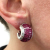 19.65ct Invisible Setting Ruby Half Hoop Earrings