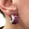 19.65ct Invisible Setting Ruby Half Hoop Earrings