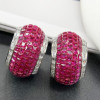 19.65ct Invisible Setting Ruby Half Hoop Earrings
