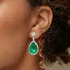18ctw Pear Cut Emerald Halo Drop Earrings