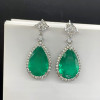 18ctw Pear Cut Emerald Halo Drop Earrings