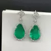 18ctw Pear Cut Emerald Halo Drop Earrings