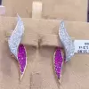 Round Cut Ruby & White Sapphire Fashion Stud Earrings