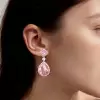 25ctw Pear Cut Pink Sapphire Halo Drop Earrings in Rose Gold