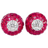 White Sapphire and Ruby Vintage Stud Earrings