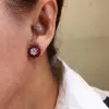 White Sapphire and Ruby Vintage Stud Earrings