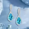 19CTW Pear Cut Aquamarine Drop Earrings