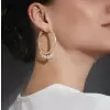 White Sapphire Dangle Statement Hoop Earrings