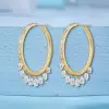 White Sapphire Dangle Statement Hoop Earrings