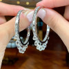 White Sapphire Dangle Statement Hoop Earrings