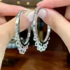 White Sapphire Dangle Statement Hoop Earrings