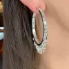 White Sapphire Dangle Statement Hoop Earrings