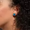 8ctw Cushion Cut Aquamarine Flower Stud Earrings