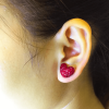4ctw Princess Cut Ruby Stud Heart Earrings
