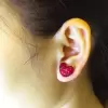 4ctw Princess Cut Ruby Stud Heart Earrings