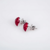 4ctw Princess Cut Ruby Stud Heart Earrings