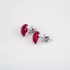 4ctw Princess Cut Ruby Stud Heart Earrings
