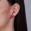 4ctw Princess Cut Ruby Stud Heart Earrings