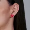 4ctw Princess Cut Ruby Stud Heart Earrings