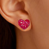4ctw Princess Cut Ruby Stud Heart Earrings