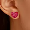 4ctw Princess Cut Ruby Stud Heart Earrings