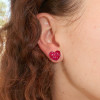 4ctw Princess Cut Ruby Stud Heart Earrings