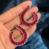14ctw Pear Cut Ruby & White Sapphire Drop Earrings
