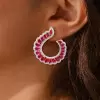 14ctw Pear Cut Ruby & White Sapphire Drop Earrings