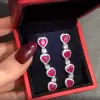 11.35ct Heart Cut Ruby Drop Earrings