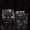 Black Sapphire Huggie Earrings For Men in Sterling Silver