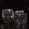 Black Sapphire Huggie Earrings For Men in Sterling Silver