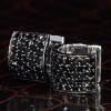 Black Sapphire Huggie Earrings For Men in Sterling Silver