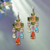 23ctw Multicolor Sapphire Statement Chandelier Earrings