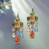 23ctw Multicolor Sapphire Statement Chandelier Earrings