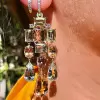 23ctw Multicolor Sapphire Statement Chandelier Earrings