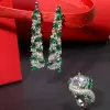 7.1ctw Emerald and White Sapphire Statement Earrings