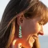 7.1ctw Emerald and White Sapphire Statement Earrings