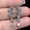 7ct Round Cut White Sapphire Drop Earrings