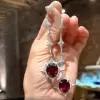 8ct Oval Cut Ruby Drop Earrings 