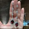 8ct Oval Cut Ruby Drop Earrings 
