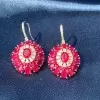 Nature Inspired 25ctw Oval Cut Ruby Statement Flower Earrings