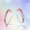 16ctw Rainbow Sapphire Hoop Earrings